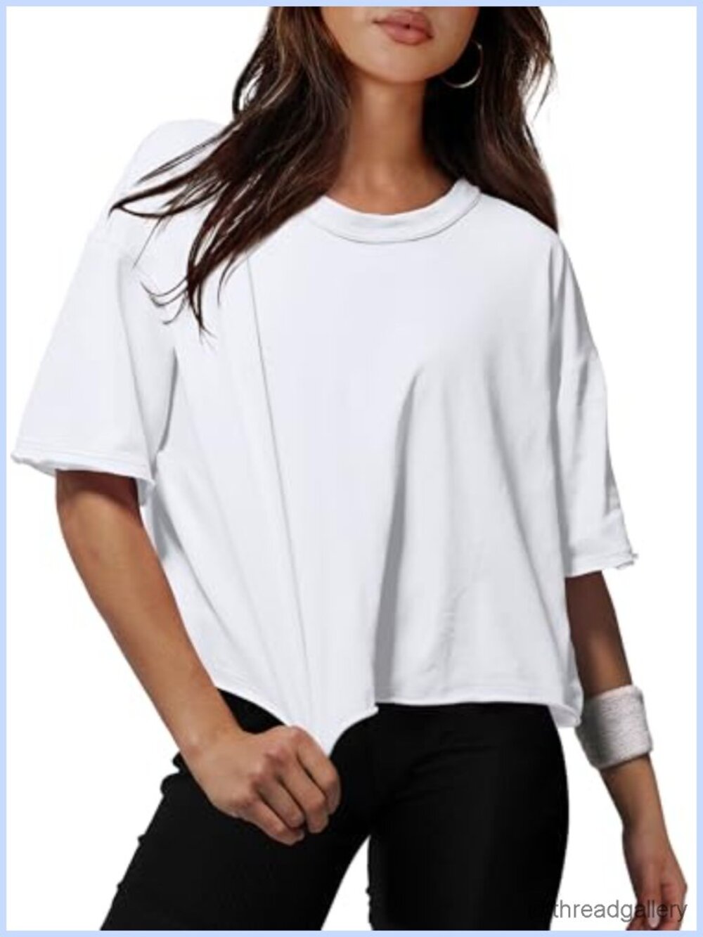 Oversized Cotton Crop Top Drop Shoulder Workout Tee